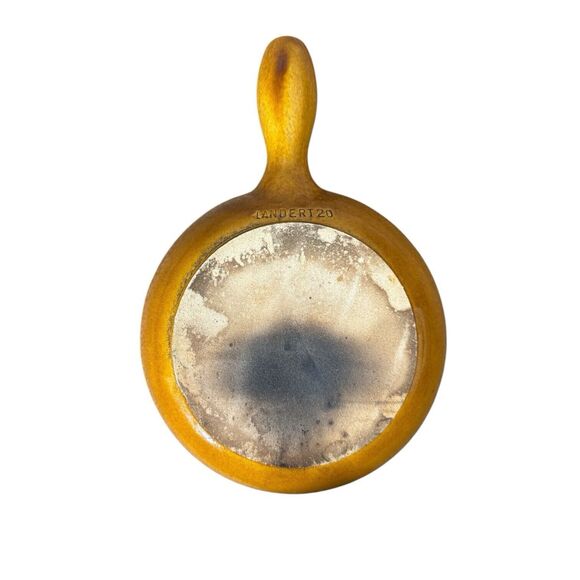 Landert 20 Two Tone Mustard Yellow Green Stripe Fondue Casserole Stoneware Pot - Picture 8 of 11